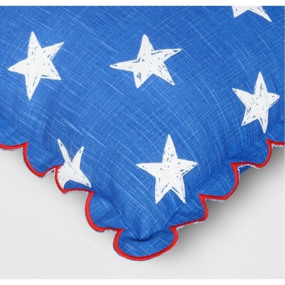 Scalloped Edge Printed Star Square Throw Pillow Blue White - Sun Squad - Picture 8 of 8